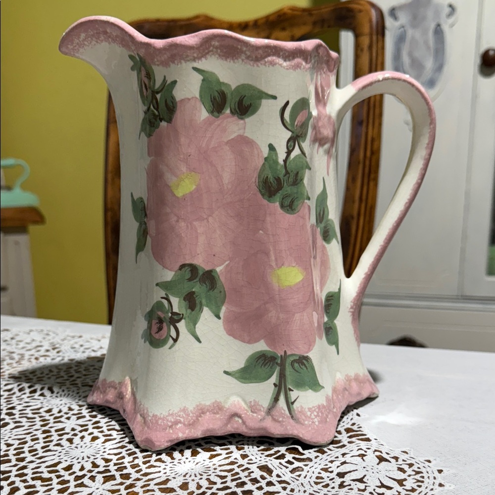 vintage hand-painted ceramic pitcher by by Cash Family Pottery